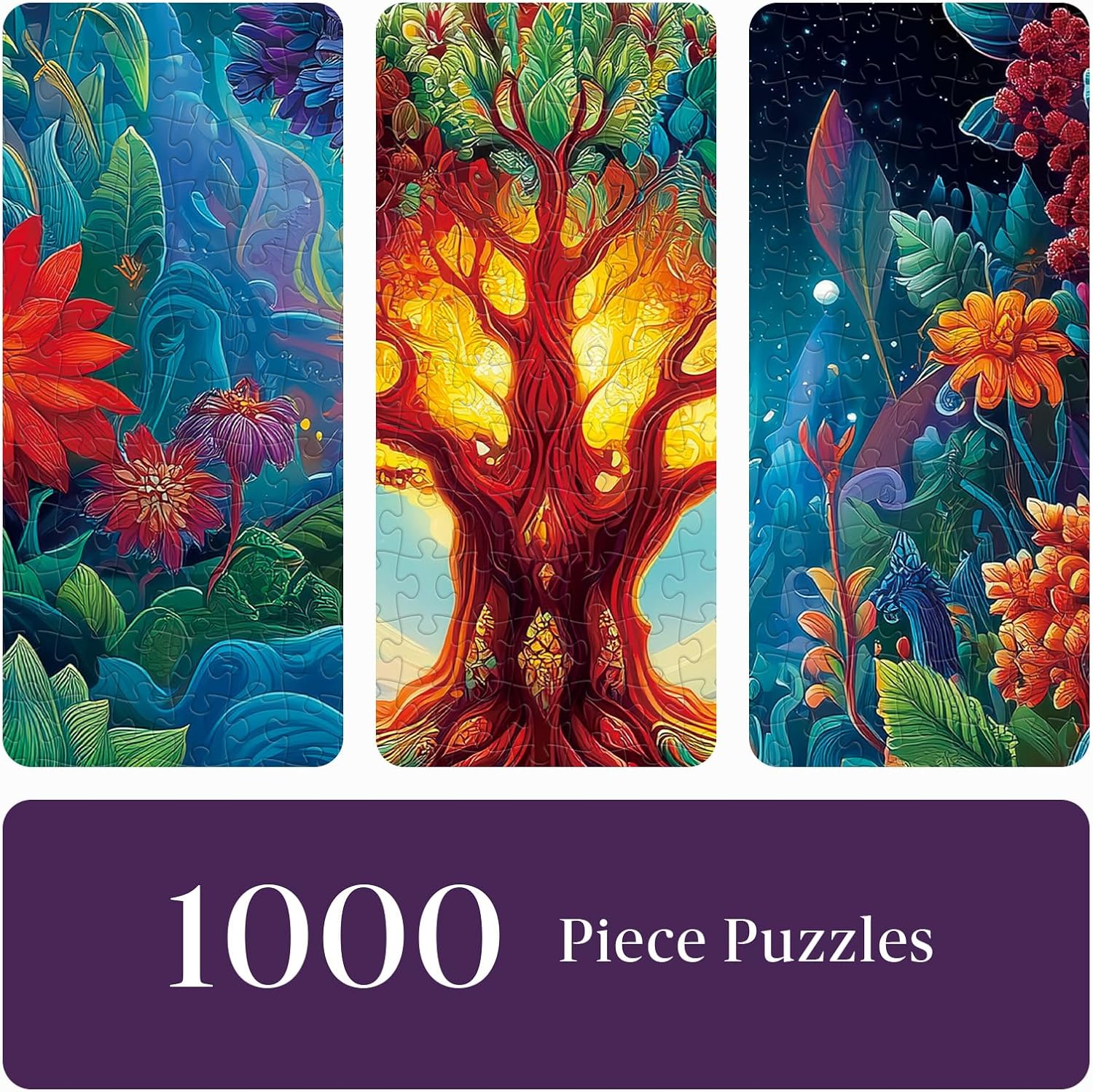 1000 Piece Jigsaw Puzzle for Adults - Starry Field Glowing Tree of Life Puzzle, 27.5" x 19.7" - Stress Relief & Brain Teaser, Ideal Mindfulness Gift for Family Game Night, Artistic Wall Decor