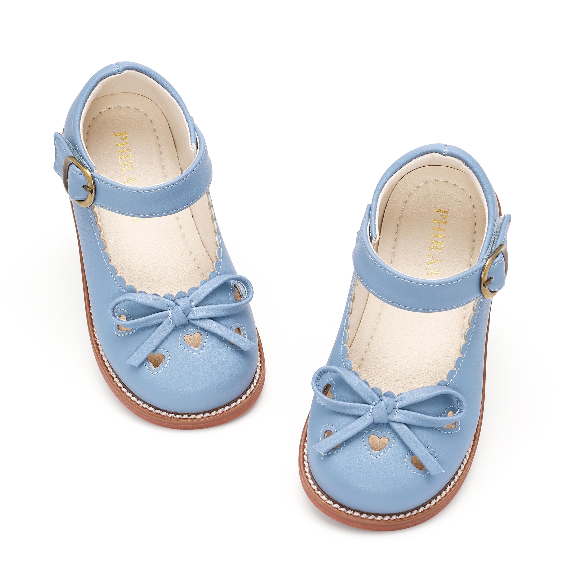 PHIRAMIN Toddler Flower Girl Dress Shoes - Little Girl Mary Janes Flats Wedding