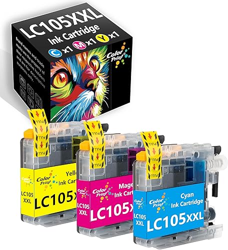 Miniatura 1 de Cartucho de tinta de color compatible LC105 para Brother LC105CL XXL LC105XXL LC105C LC105M LC105Y para impresora láser MFC-J4310DW MFC-J4410DW