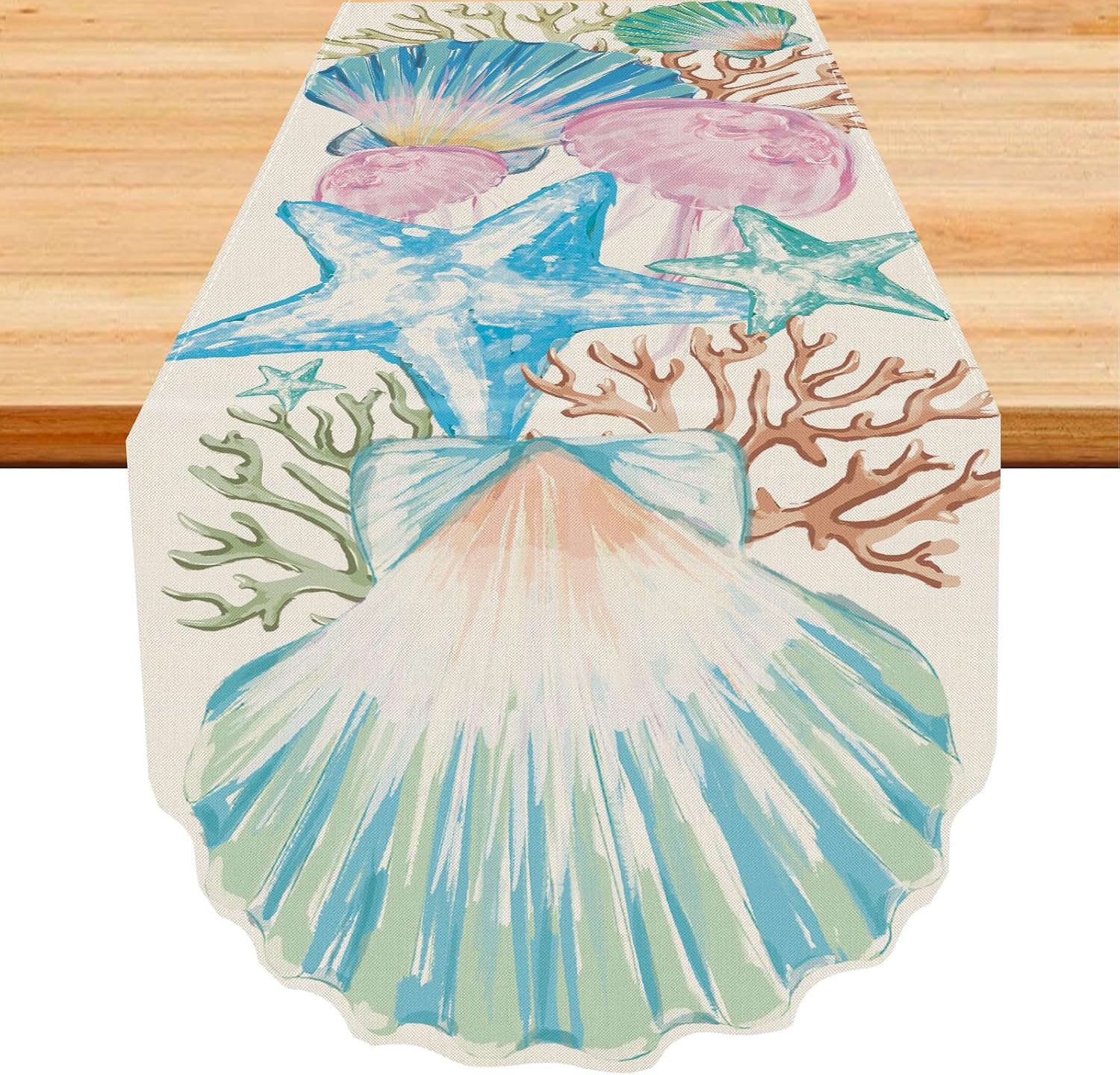 Shell Table Runner Amazon.com: Summer Table Runner Coastal Starfish Coral Jellyfish Shell ...