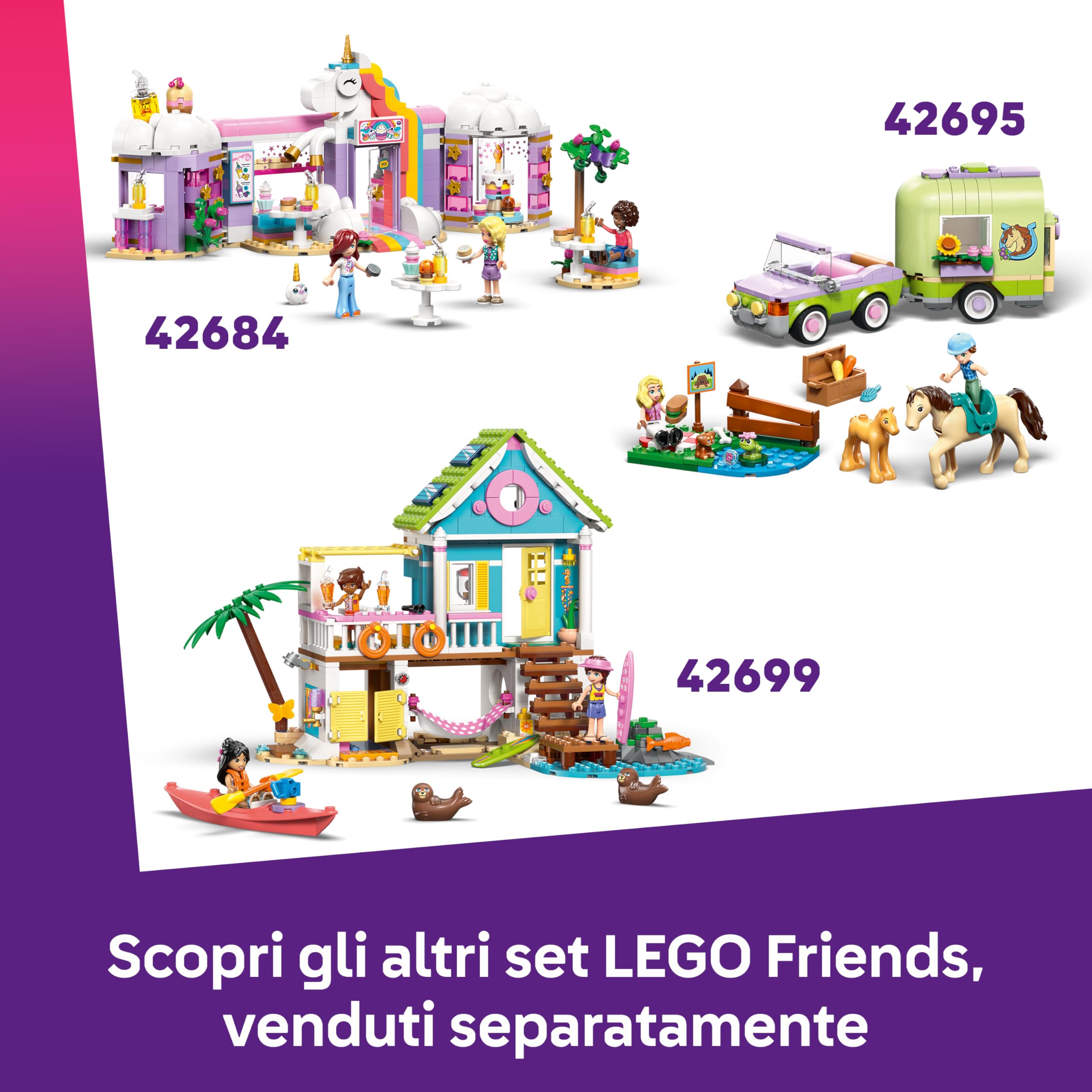 LEGO Friends Divertente Giornata al Parco Acquatico - Miniatura da Costruire Giocattolo con Scivolo, 2 Mini Bamboline, 4 Animali e Accessori - Idea Regalo di Compleanno per Bambine da 6 Anni - 42676