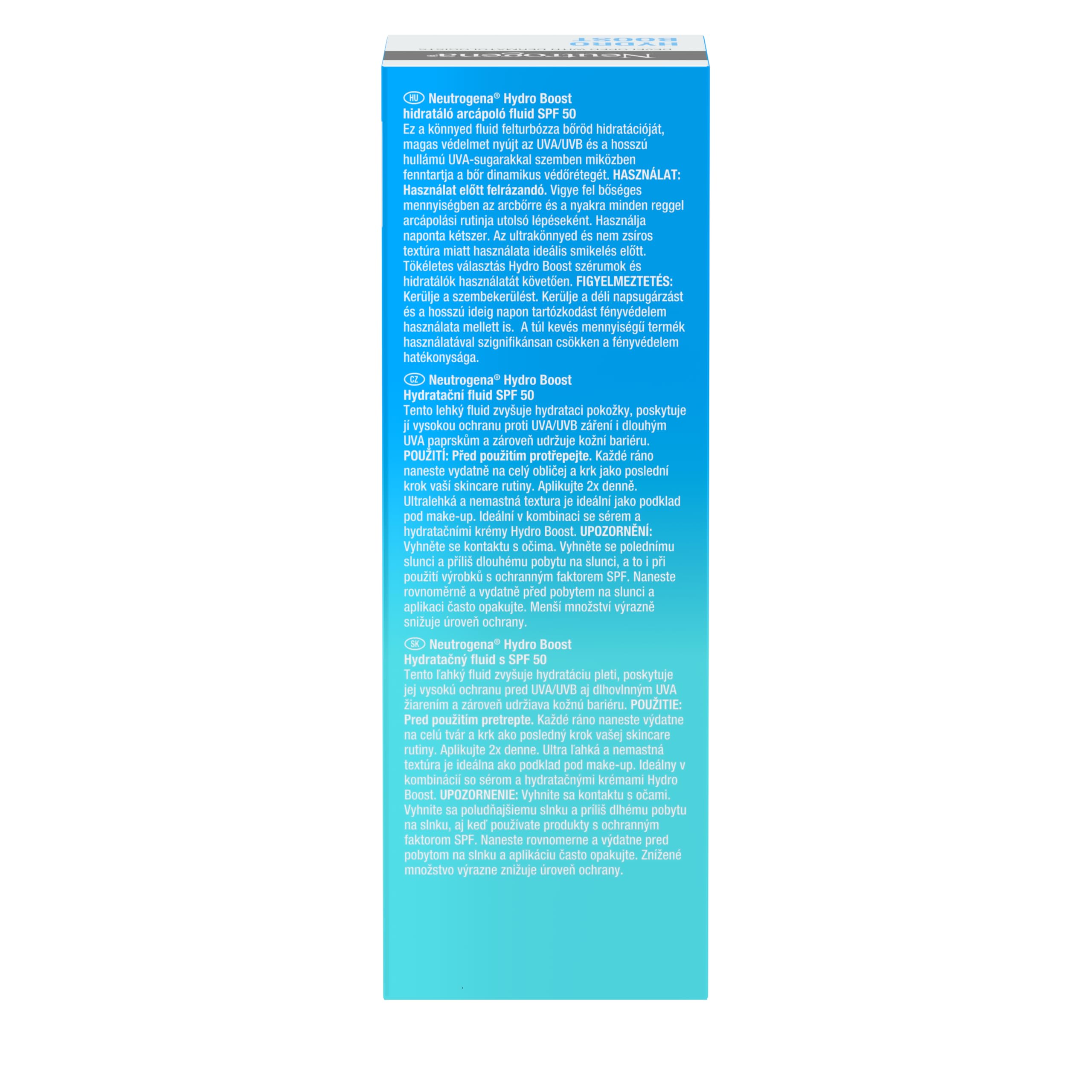 Neutrogena® Hydro Boost Nawadniający Krem z SPF 50, 50ml, głębokie nawilżenie z wysoką ochroną przeciwsłoneczną. Lekka konsystencja długotrwałe nawodnienie, Chroni przed promieniowaniem UVA i UVB.