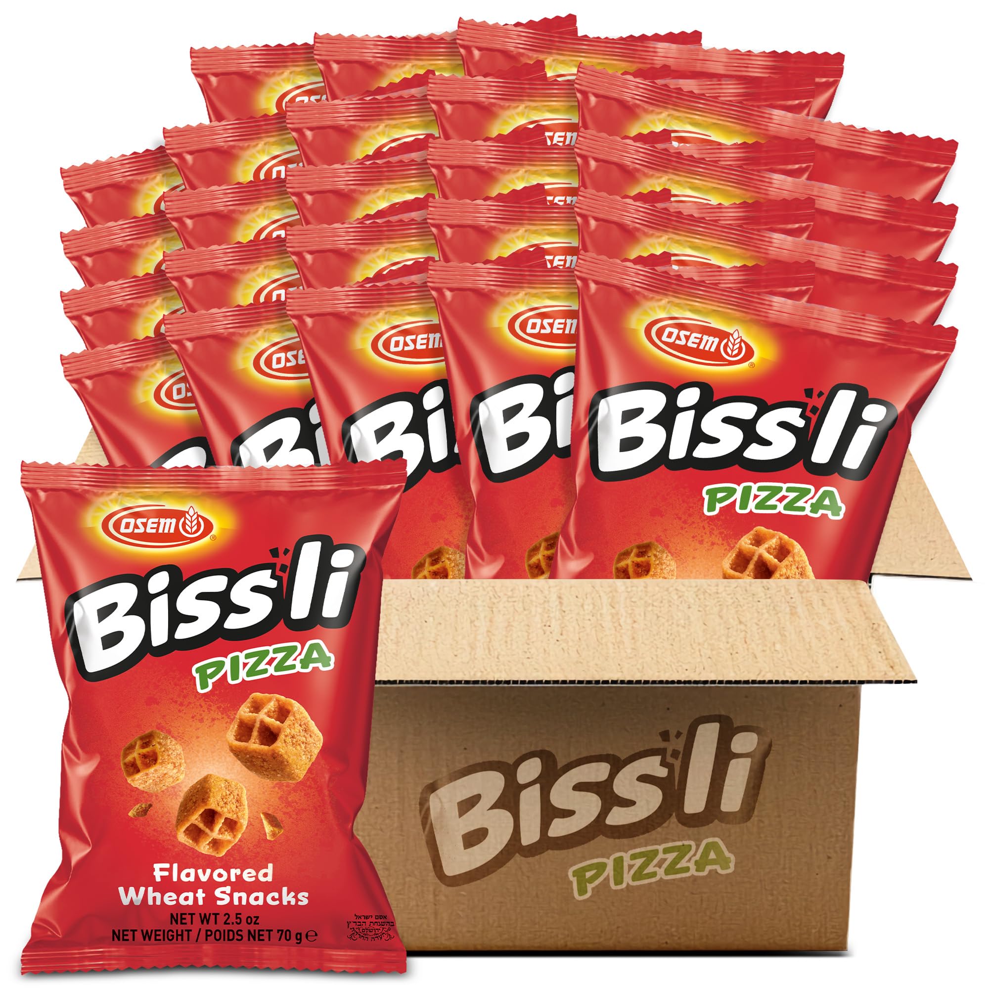 Osem Bissli Pizza Flavored Crunchy Wheat Snack Perfect Lunch Snack for Kids & Adults 2.5oz Bag (Pack of 24)