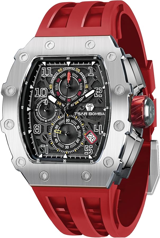 Amazon.com: TSAR BOMBA Watch for Men, Luxury Square Japan Quartz
