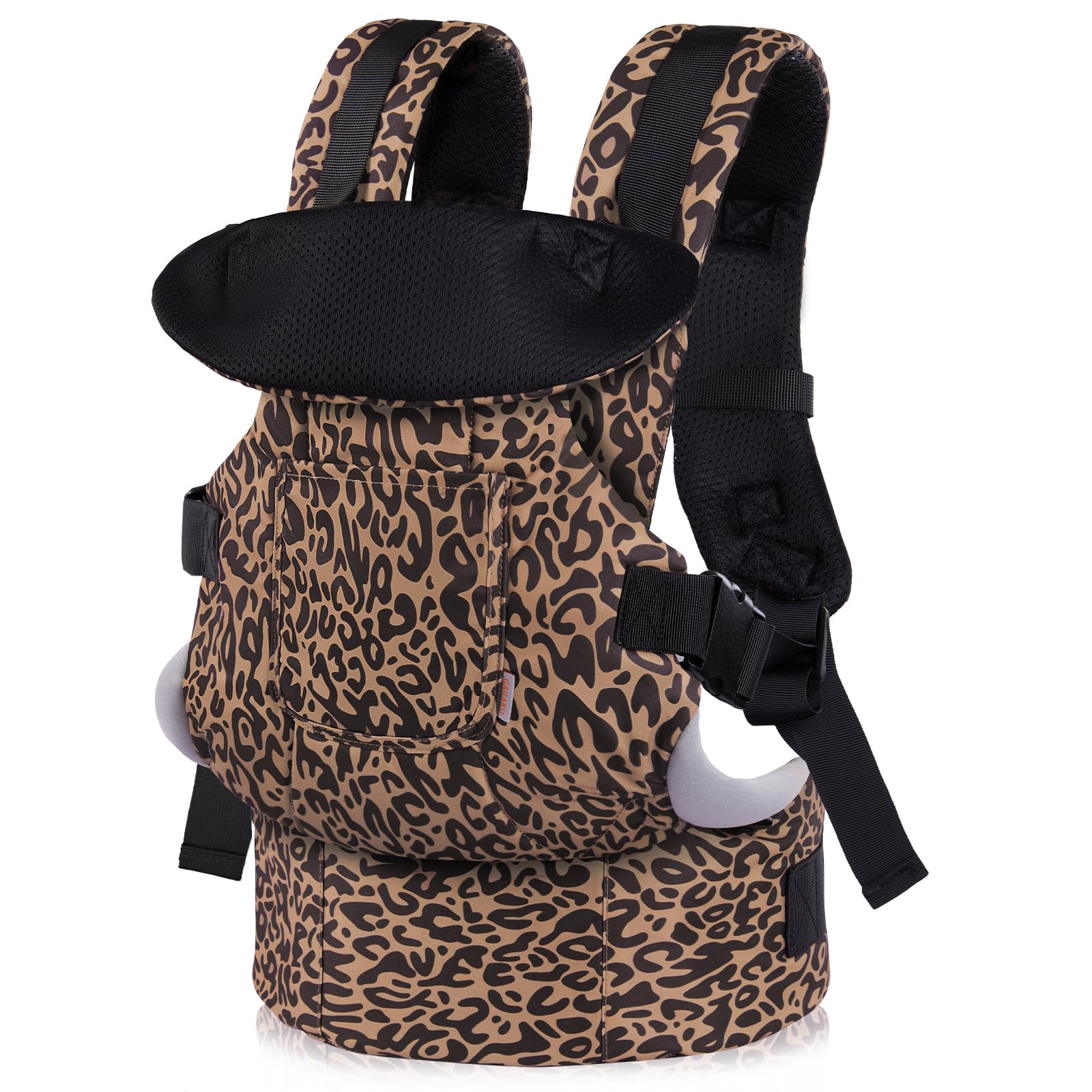 GAGAKU Babytrage für Babys Kleinkinder 4-36 Monate, Verstellbarer 4-in-1 Baby Tragen Ergonomisch Tragehilfe, 4 Tragepositionen, Leicht Atmungsaktive - Leopard