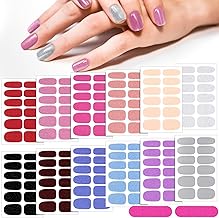 Queekay 12 Sheets Solid Color Nail Stickers Glitter Self Adhesive Manicure Full Nail Polish Strips DIY Color for Women(Pastel Color)