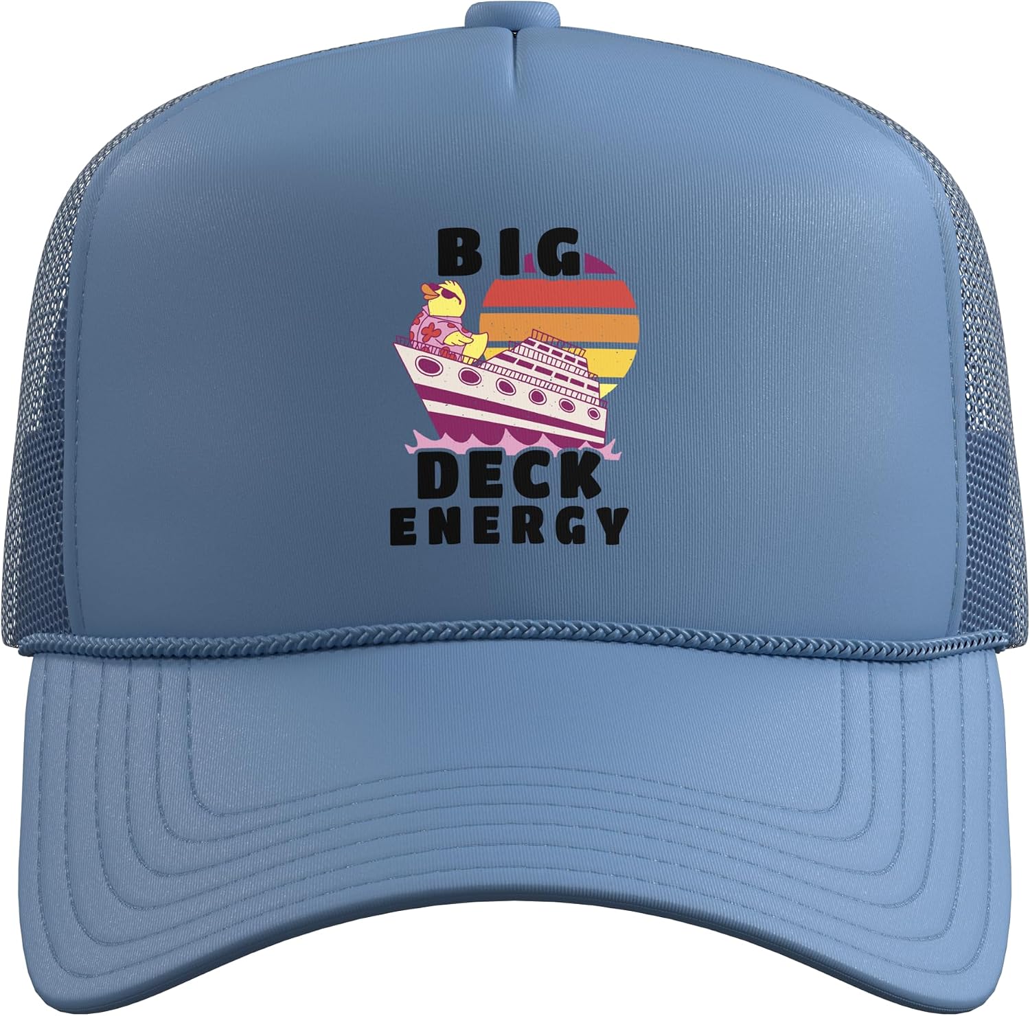 Big Deck Energy Funny Cruise Ship Duck Travel Vacation Men Trucker Hat with Adjustable Mesh Back image 2