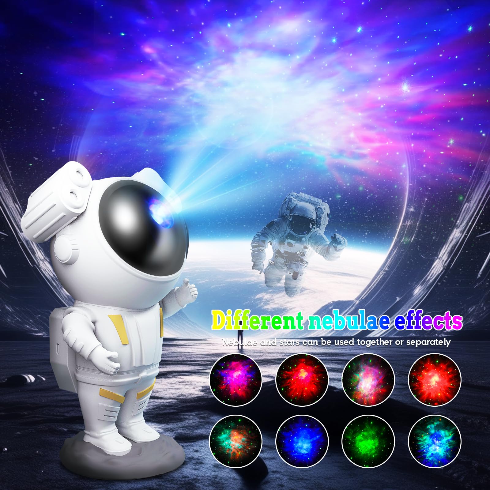 Astronauta Proiettore Stelle, Spaceman Galaxy Star Lampada Notturna，LED Star Cielo Stellato Projector Light con timer e telecomando,Luminosità e Velocità Regolabili, Regalo per Bambini e Adulti