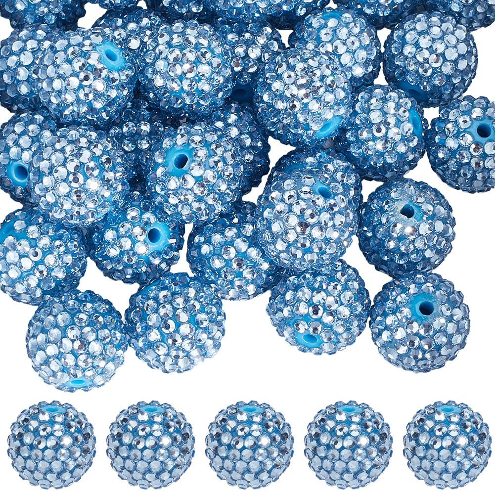 Perles en résine SUNNYCLUE bleues à strass pour vos ateliers création de bracelets en famille