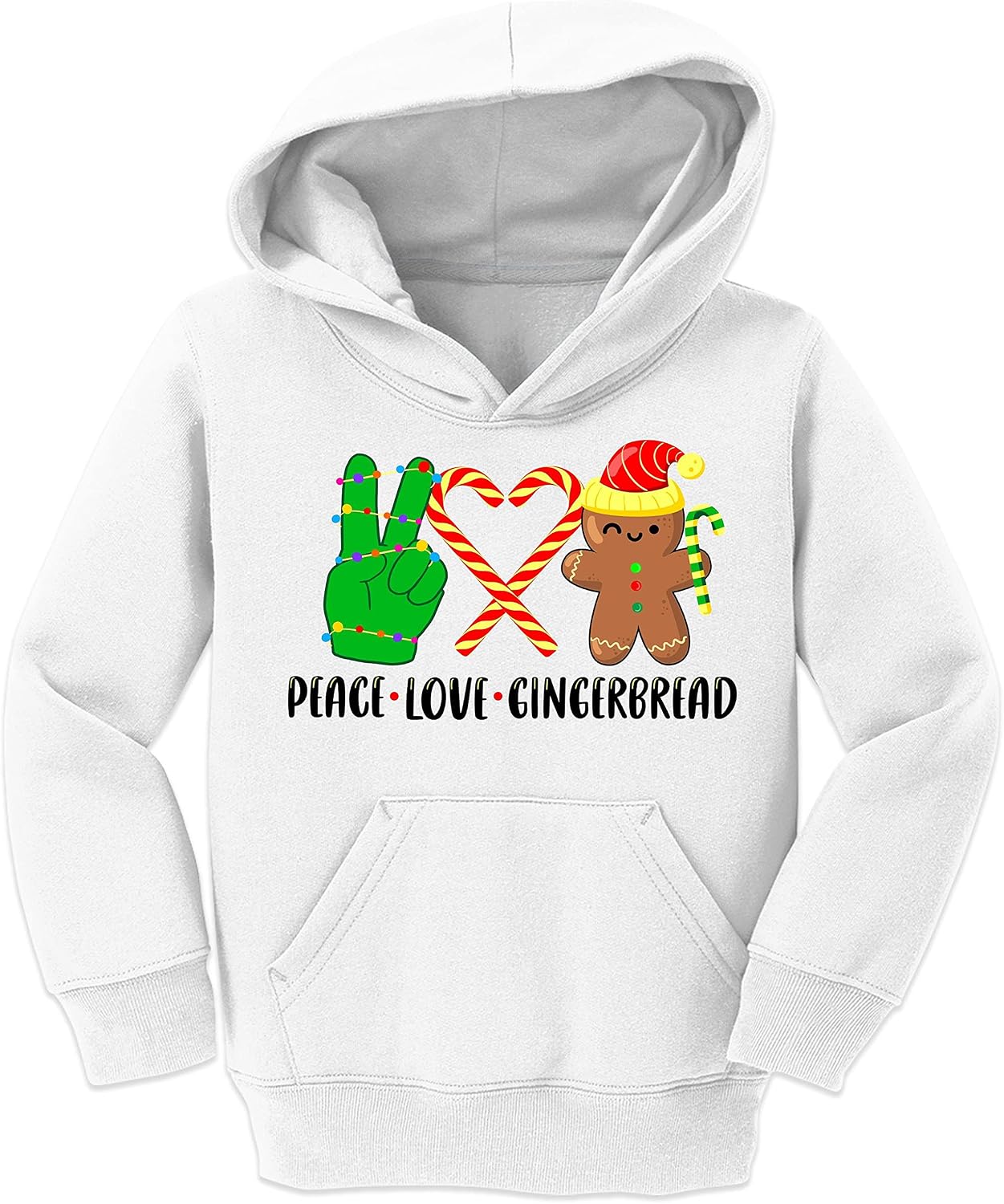 NACRE APPAREL Peace Love Gingerbread Christmas Matching Family Youth Boy Girl Youth Hoodie