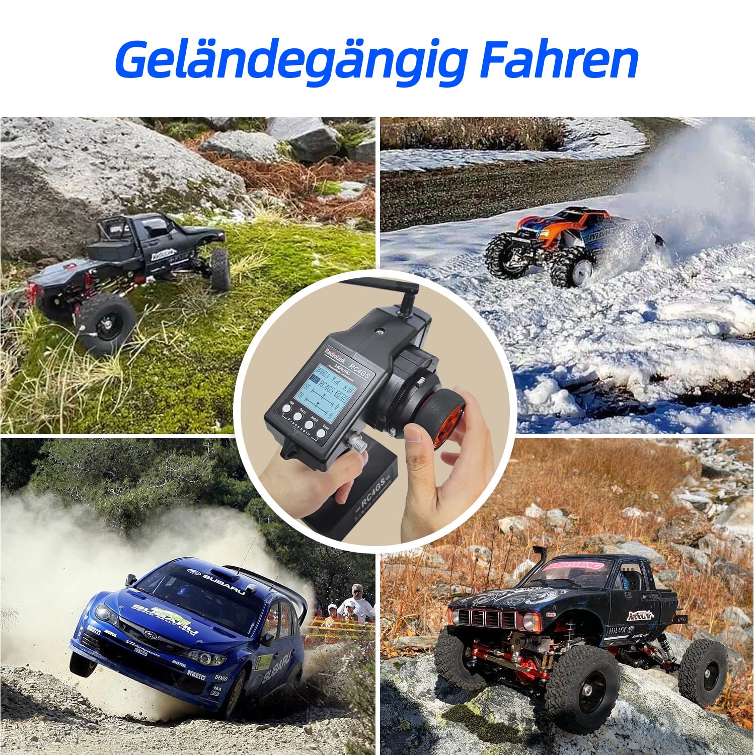 Radiolink RC4GS V3 5 Kanal RC Funksender und 2 2,4 GHz R6FG Empfänger | 400M Fernbedienungsset, für RC Auto, Boot, Crawler, Panzer, Drifting, Buggy, Trageband