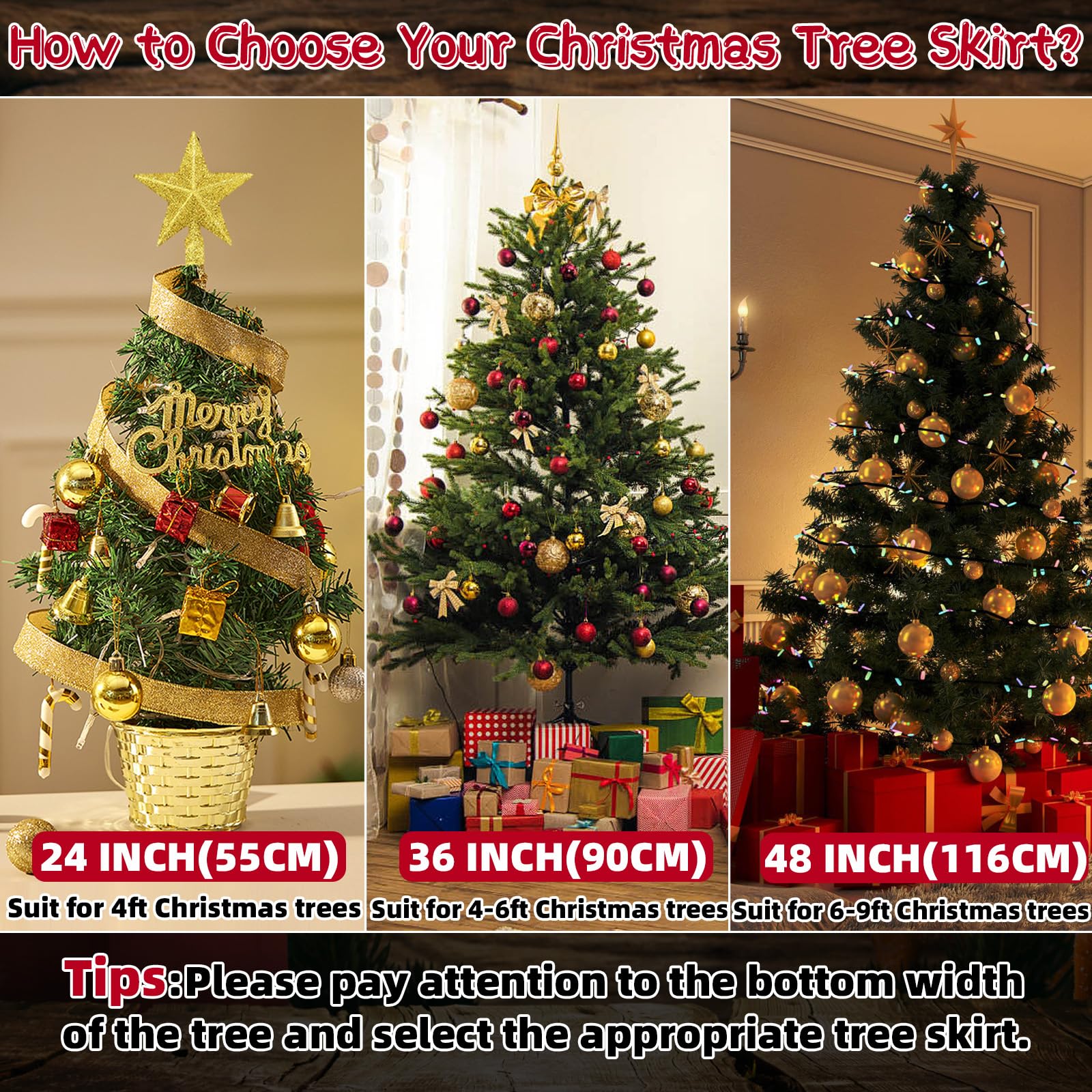Yoktiuva Christmas Tree Skirt - Festive Decorative Base Cover For Holiday Tree