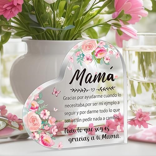 Miniatura 4 de Yopyame Regalos de acrílico para mamá Regalos para mamá, regalos de acrílico para mamá española, recuerdo de corazón acrílico, pisapapeles de hija,