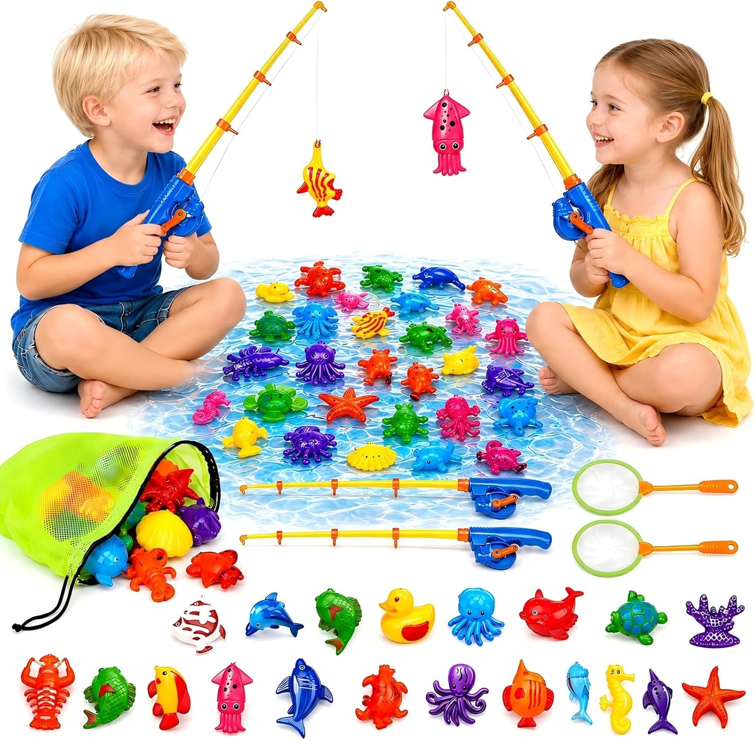 30 Pcs. Angelspiel Magnetisch Wasserspielzeug Kinder Outdoor Pool Spielzeug Kinder ab 3 4 5 Jahre Badewannenspielzeug Badespielzeug Gartenspielzeug für Kinderpool/Planschbecken/Strand