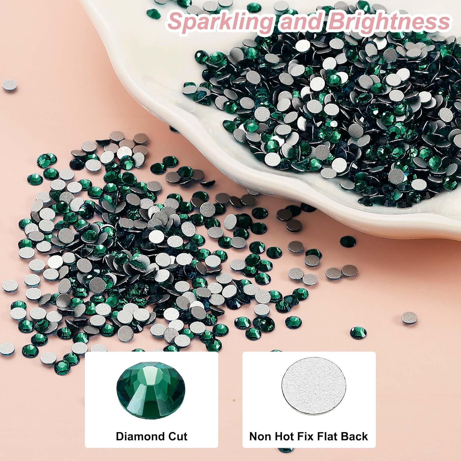 PATIKIL 2880Pcs SS3 Round Flatback Rhinestones, 1.2-1.4mm Flat Back Crystal Glass Gems Diamonds for DIY Crafts Clothes Shoes Nail Art Decoration, Dark Green - Image 5