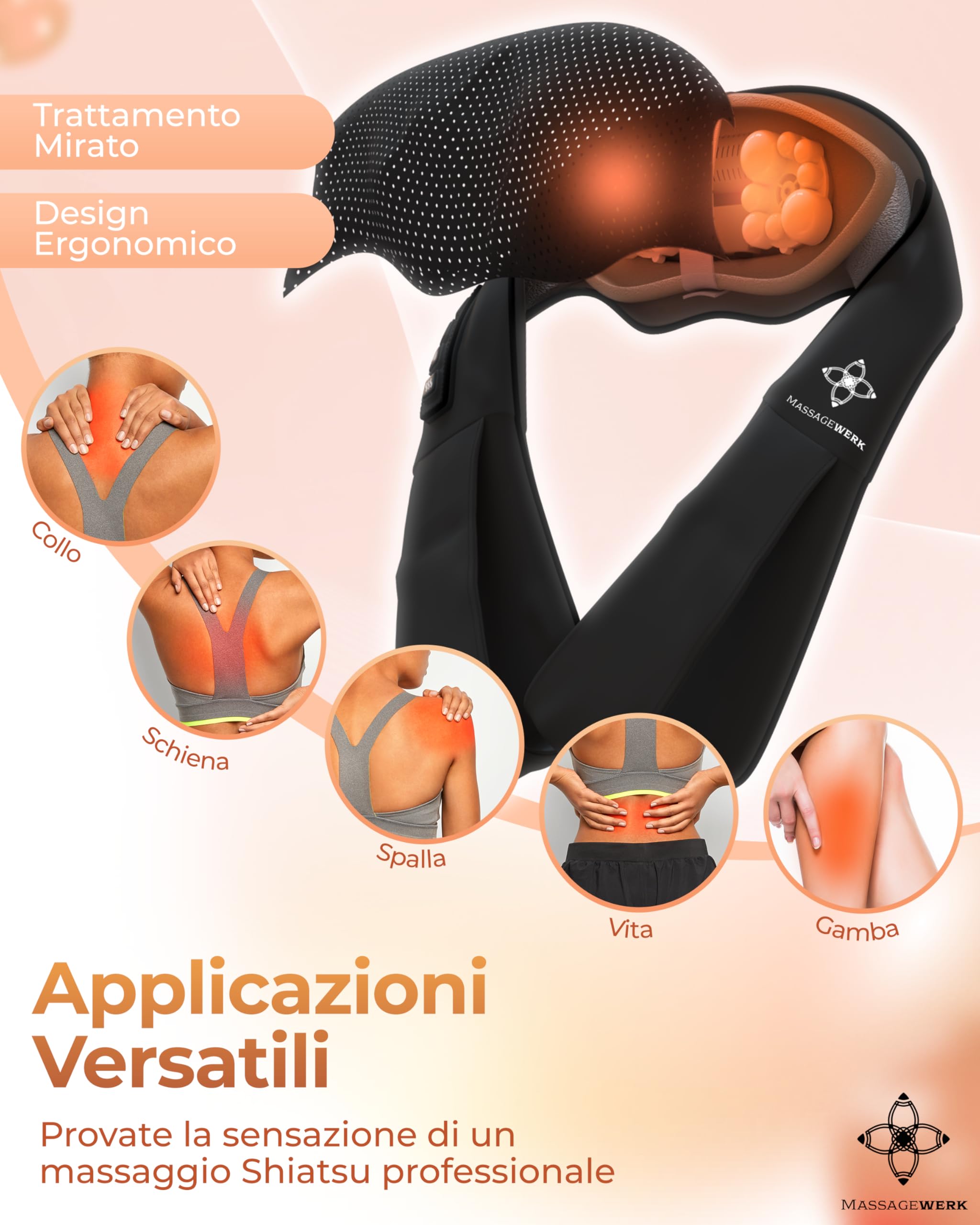 Shiatsu Rücken- und Nackenmassagegerät | Elektrisches Nackenmassagegerät mit Wärmefunktion | Ergonomisch, Ideal zur Linderung von Muskelverspannungen und Schmerzen