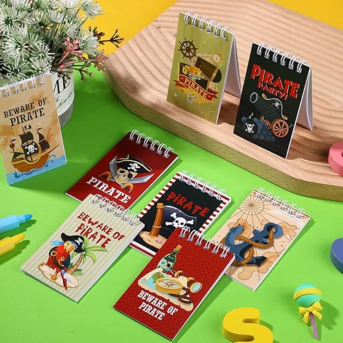Miniatura 4 de Teling 24 Pieces Mini Pirate Notepads Pirate Party Favors Small Spiral Notepads Pirate Ship Beware of Pirate things Mini Pocket Notepads for Kids