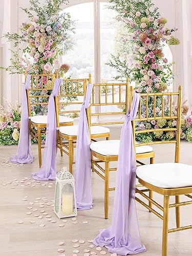 Miniatura 6 de Camino de mesa de gasa de 10 pies, paquete de 10 guirnaldas de gasa color morado claro, para despedida de soltera, fiesta, tela transparente para