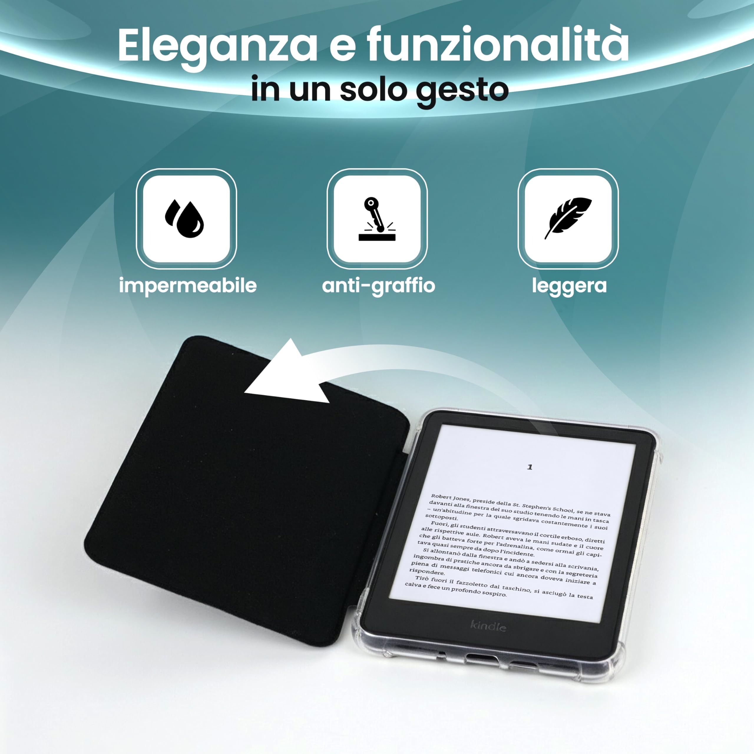 Custodia per eReader 6'' compatibile con Kindle (11ª gen) – Cover protettiva in PU Leather con Auto Sleep/Wake