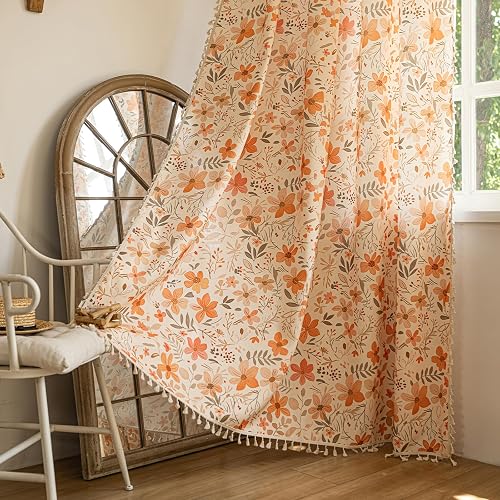 ENJOYBRIDAL Floral 96 Inch Curtains for Bedroom Living Room Drapes 2 Panel Sets 