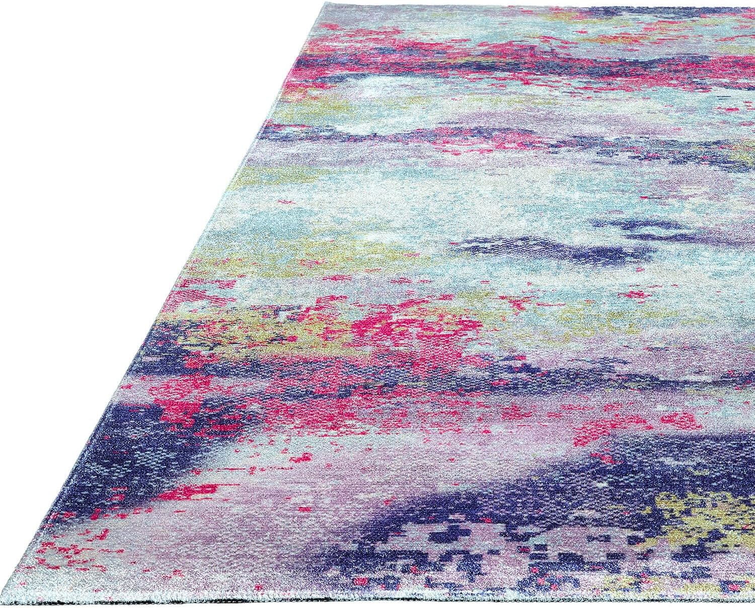 Luul Home Non Slip Rugs 4x6 Modern Abstract Easy Silk Rubber Backing Soft Area Rug for Living Room Easy to Clean Non Shedding Kitchen for Bedroom Indoor Carpet (Lilac - Purple, 4x6)
