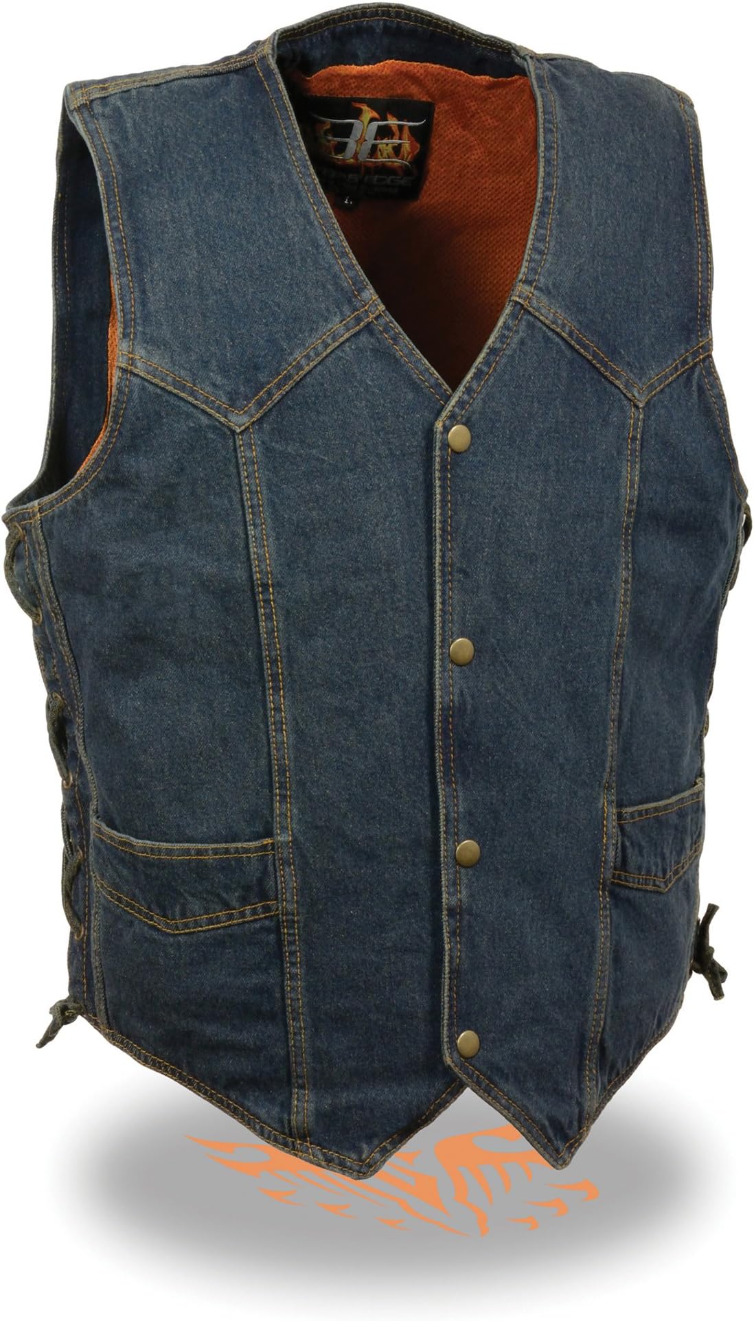 Milwaukee - Men's 100% Cotton Side Lace Blue Denim Vest