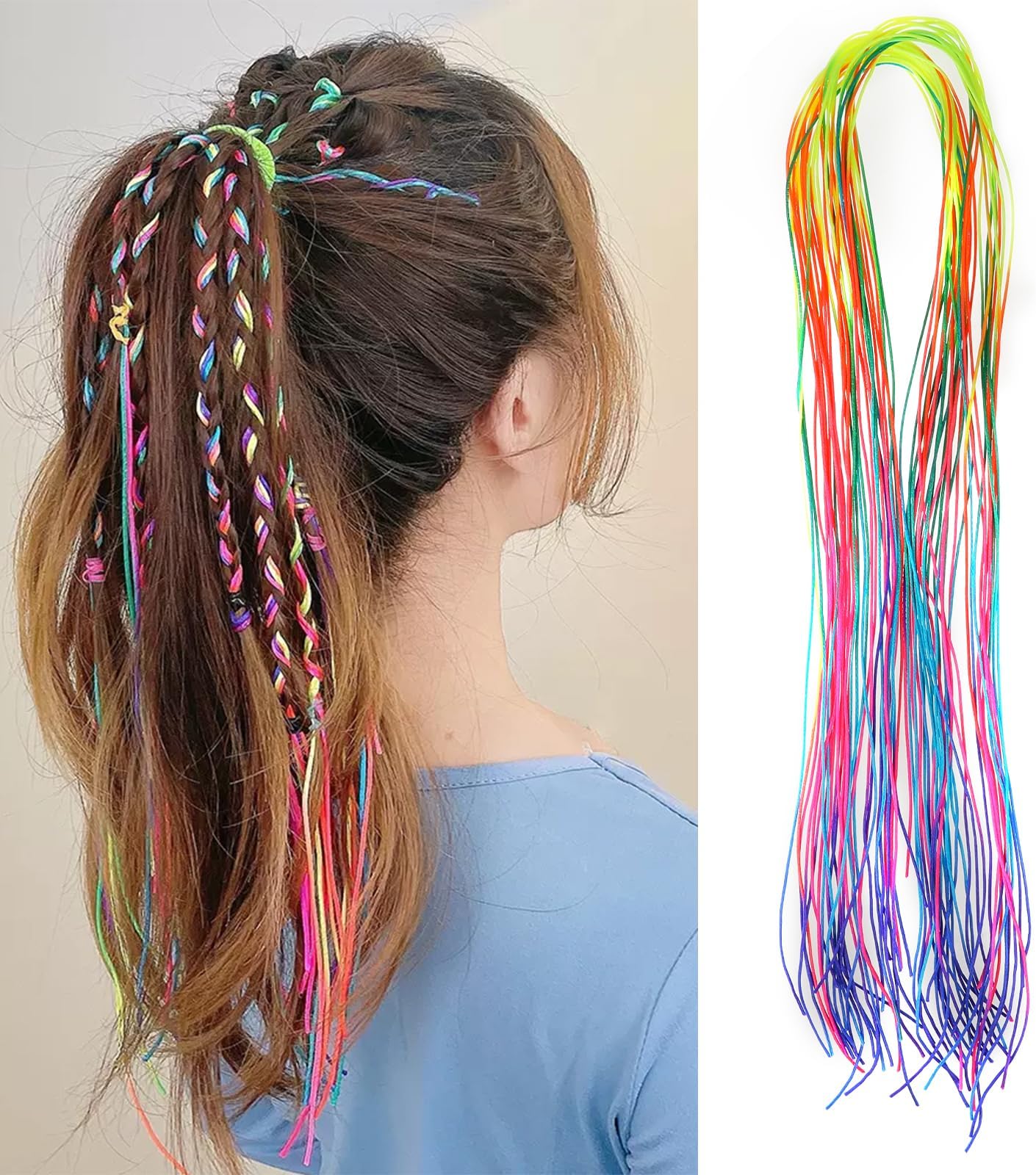 Amazon.com : MOZEAT LENS 32Pcs Colorful Hair Strings For Braids ...