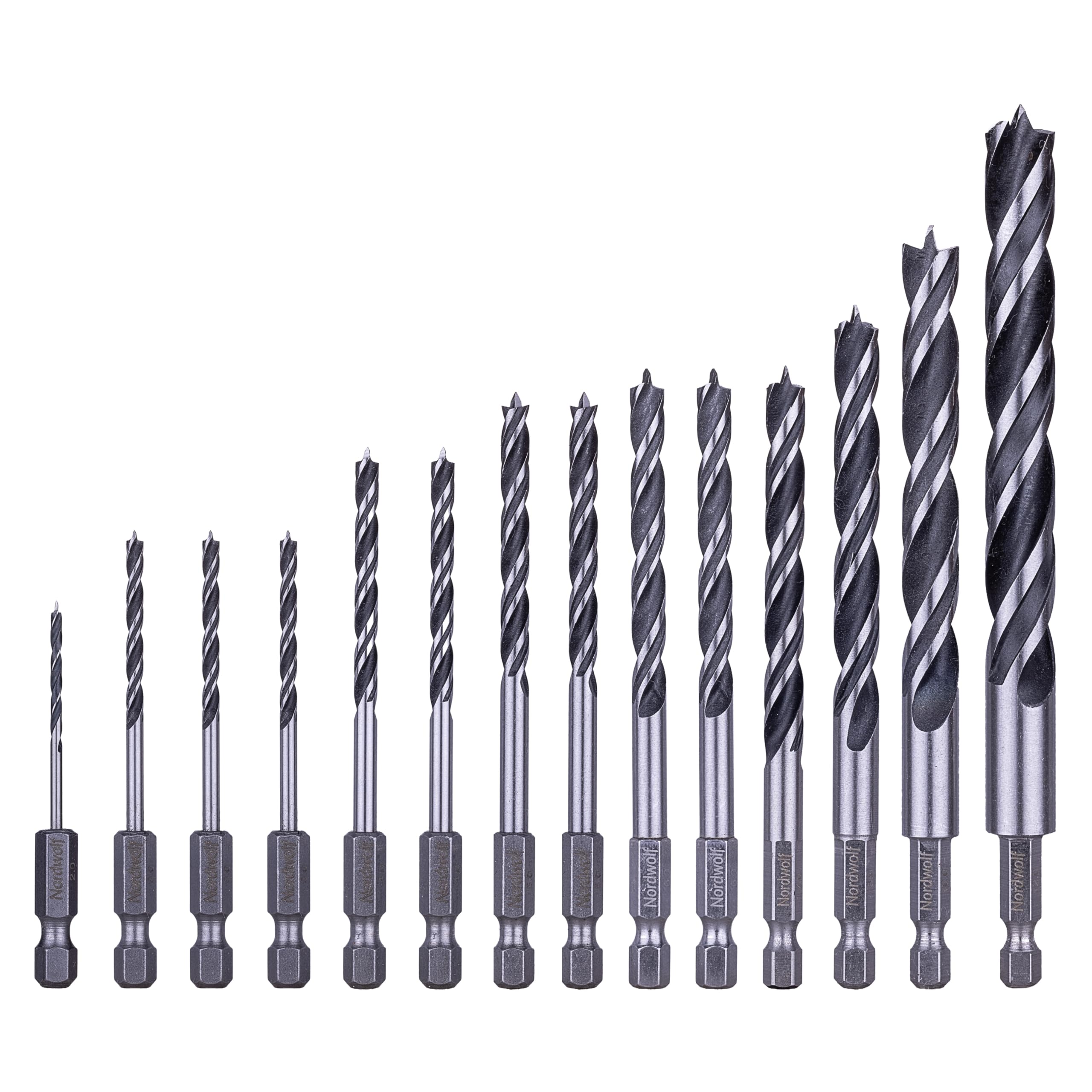 NordWolf Brad Point Drill Bits - 12 Piece Set -14