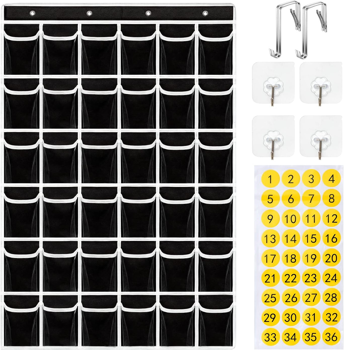 ANSTROUT 36 Clear Pockets Classroom Pocket Chart for Cell Phones,Pocket Chart