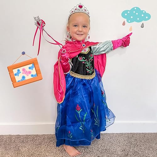 Miniatura 4 de Disfraz de princesa para niñas, vestido de princesa de reina de las nieves con capa para Halloween, fiesta de nieve, cosplay