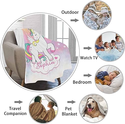 Miniatura 101 de Artsadd Personalized Baby Blanket for Girls Boys, Custom Baby Blankets with Name Customized Throw Blanket for Kids Newborn Baby Shower Birthday Gifts