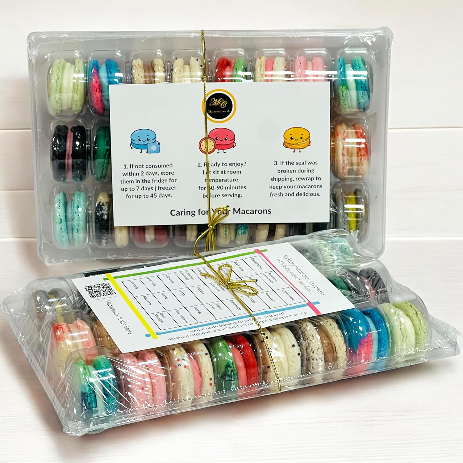 MacaronCentrale Surprise Me 24-Pack Assorted Gluten-Free French Macarons | Flavor Guide Included