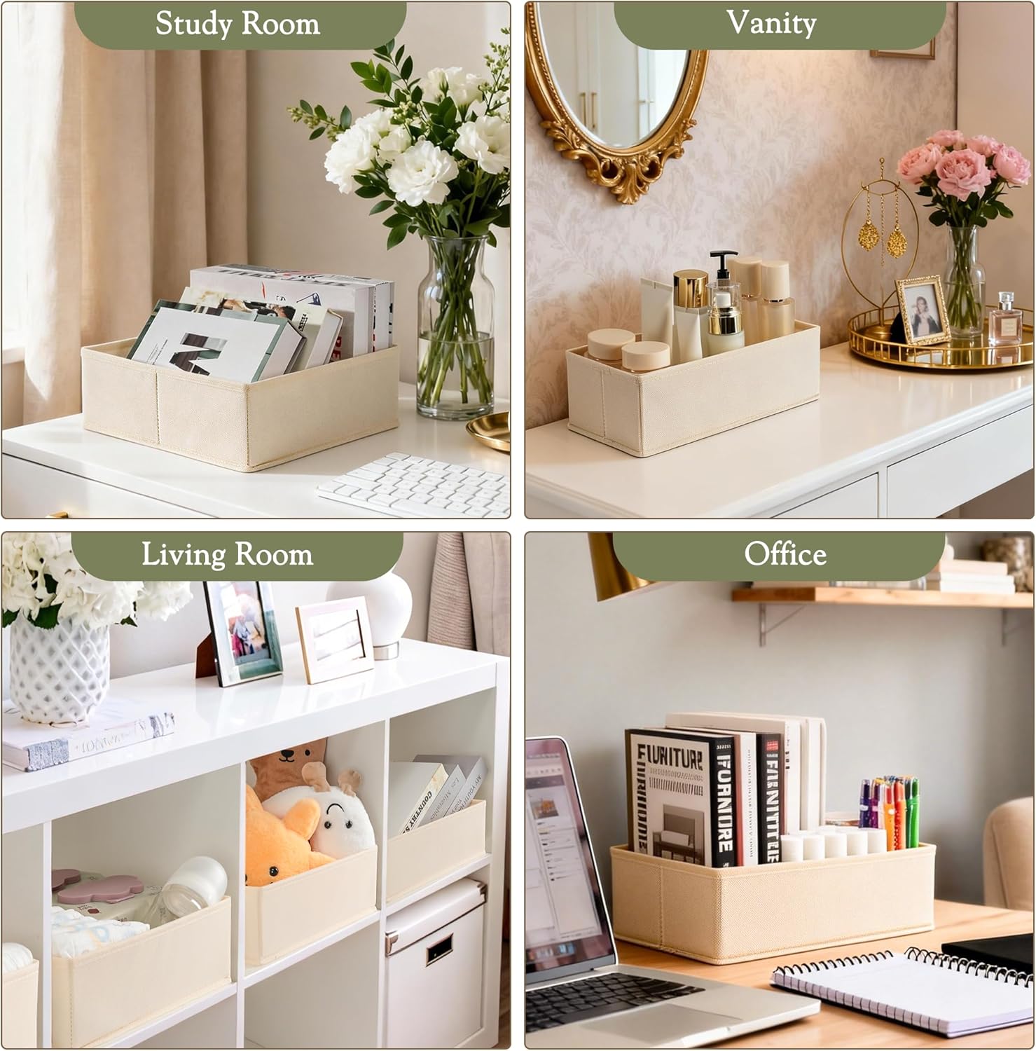 Criusia Drawer Organizer 18-Piece Set, Dresser Organizer for Baby Clothes, Foldable Closet Storage & Drawer Dividers for Underwear, Socks, Nursery (Beige)