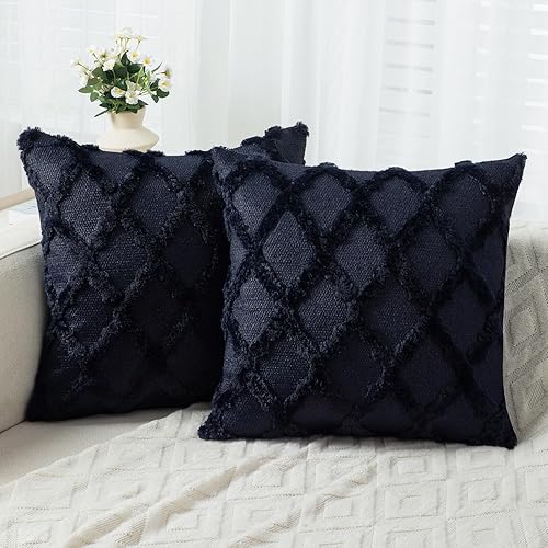 BVEED Juego de 2 fundas de cojín decorativas de 16 x 16 pulgadas, fundas de almohada decorativas de felpa suave y corta de lana sintética para sofá,