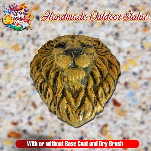 Miniatura 2 de Handmade Garden Decor - Lion Face with Base Coat and Dry Brush Figurine - Awesome Sculptures for Patio, Balcony, Yard, Lawn Ornament - Unique