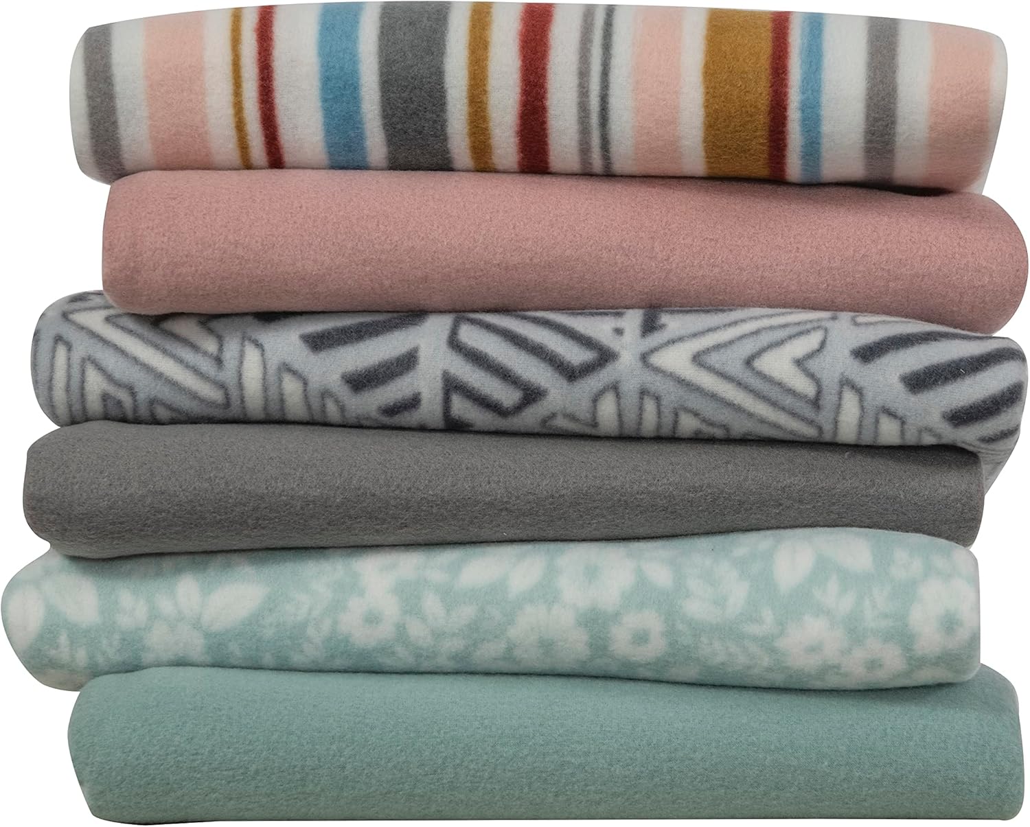 Fleece Throw Blanket Set Bulk for Travel Kids Outdoor Wedding Pet (Assorted #2, Pack of 6 50x60 Inches) - Image 2