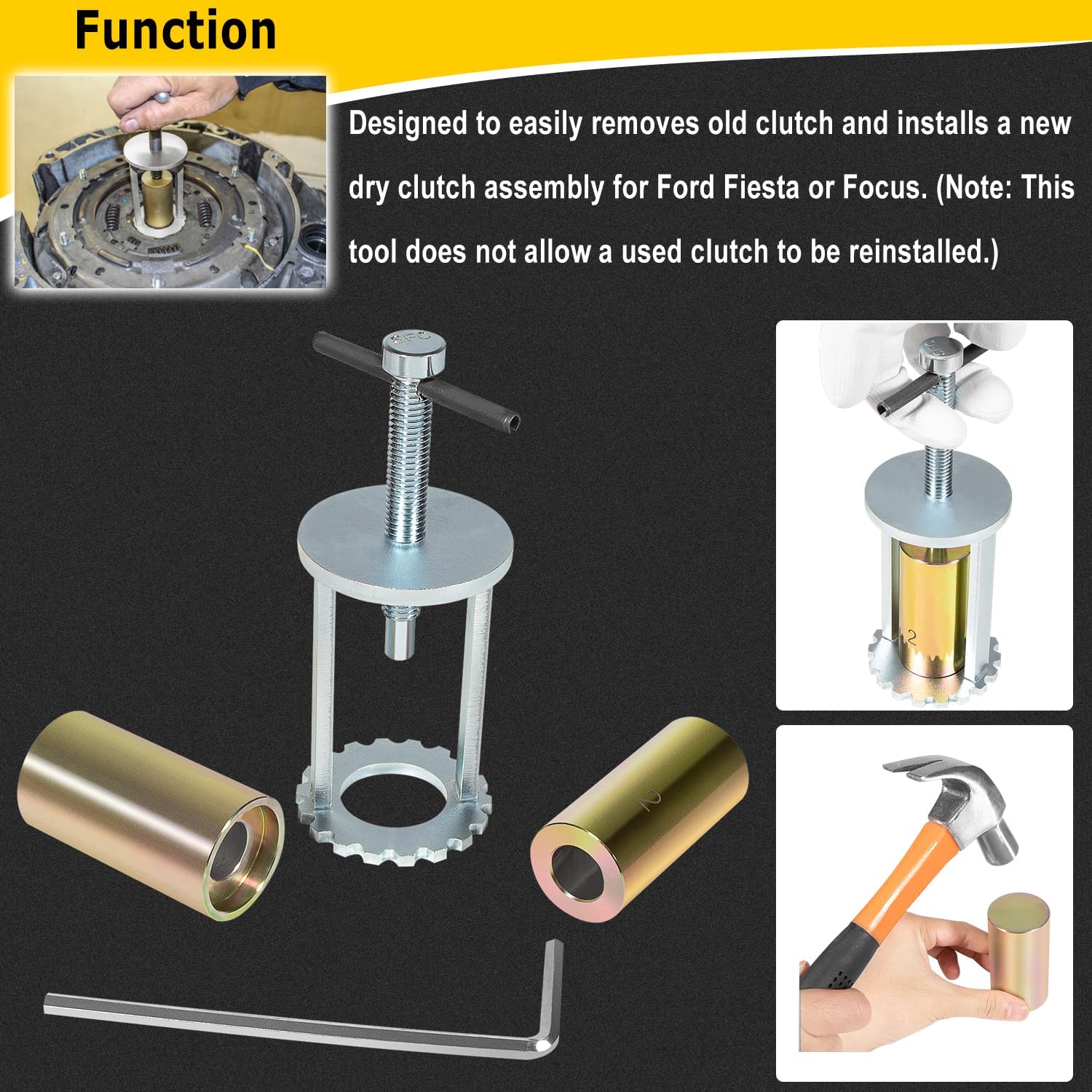 T-DPSCAC for Ford DPS6 Transmission Dual Clutch Remover & Installer Tool Kit for Ford Fiesta or Focus 2011-2018, DPS6 Clutch Removal Tool