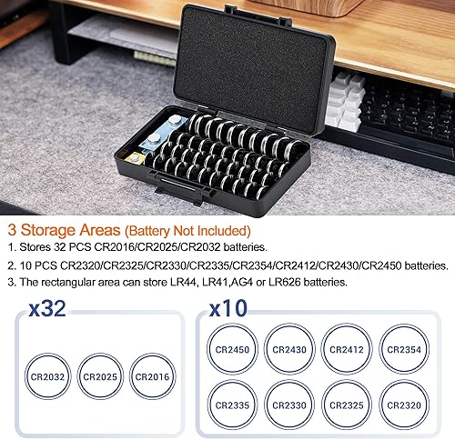 Vista 11 de KIWIFOTOS Paquete de 2 pilas CR2032 organizador de batería con capacidad para 20 piezas CR2032 CR2025 CR2016 CR2320 CR2325 CR2330 CR2335 CR2354