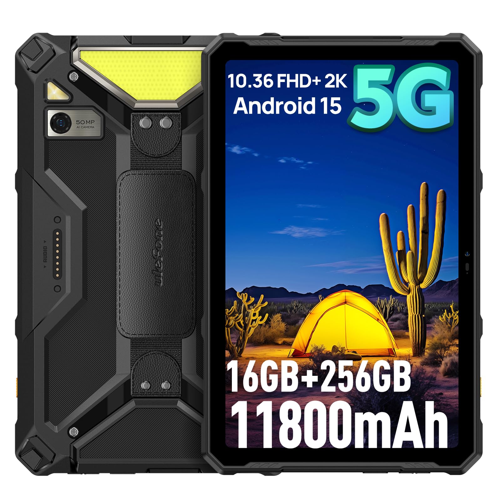 Ulefone Armor Pad 4 Ultra 5G Outdoor Tablet 10080mAh, Android 14 Wasserdicht IP68K, 16GB+256GB/SD-2TB Robustes 2K FHD+ 10.36 Zoll, 50MP+32MP Kamera, 1100 LED-Licht, uSmart Erweiterung/Dual SIM/OTG/NFC