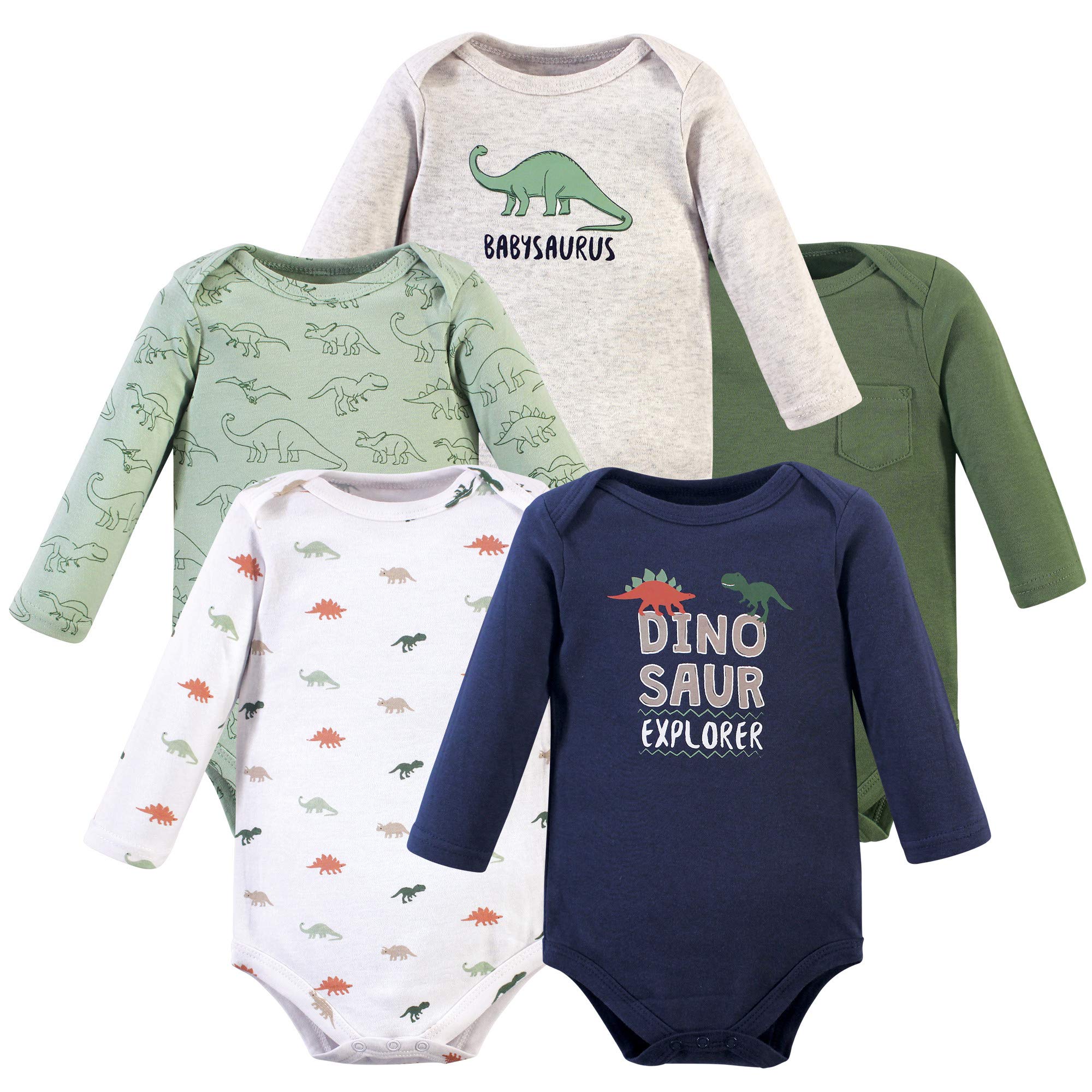 Hudson Baby baby-boys Cotton Long-sleeve Bodysuits 5-pack