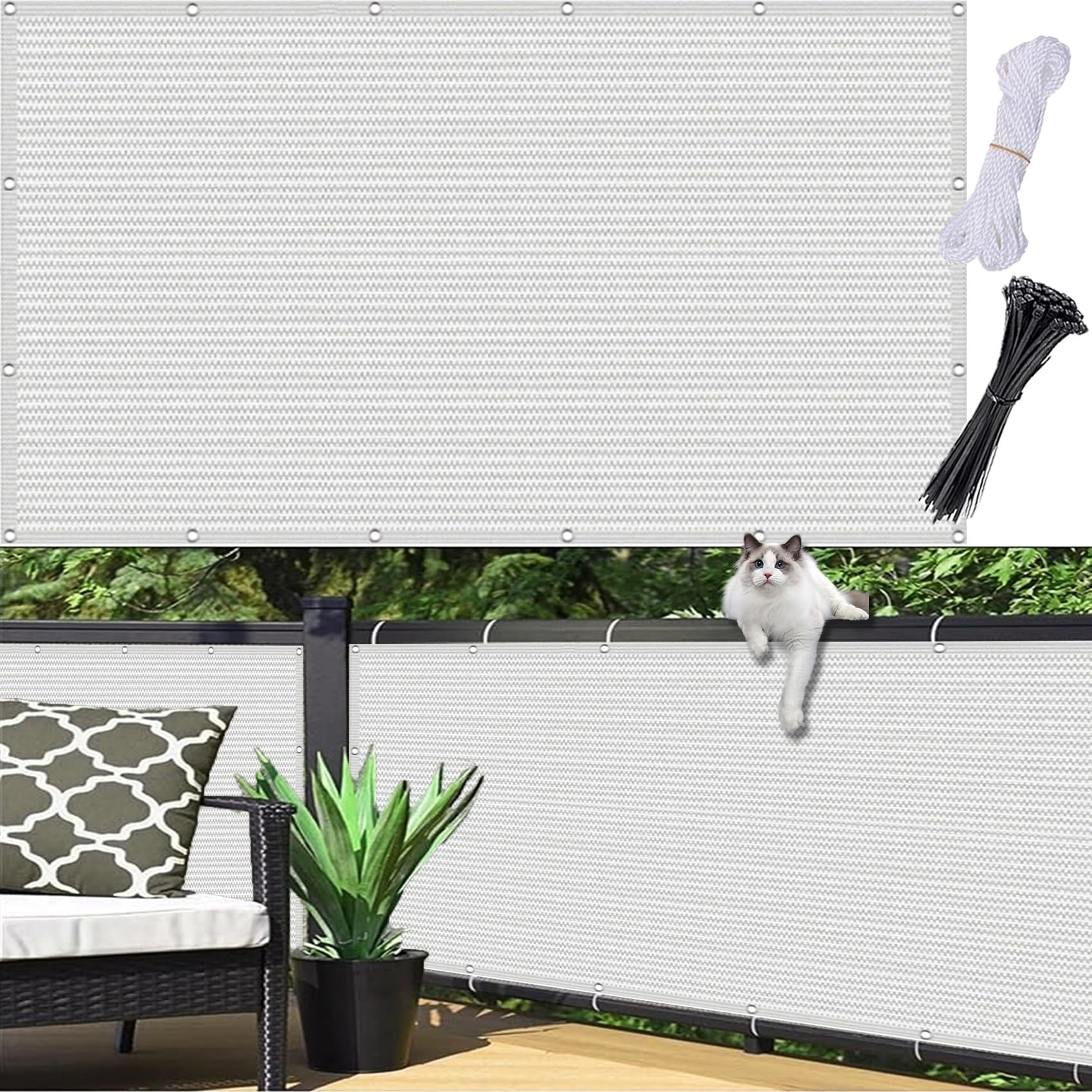 Wetterfeste Balkonmarkise Abdeckung UV-Schutz HDPE Material Leicht Transparent Anti-Rain Shield mit Ösen für den Außenbereich