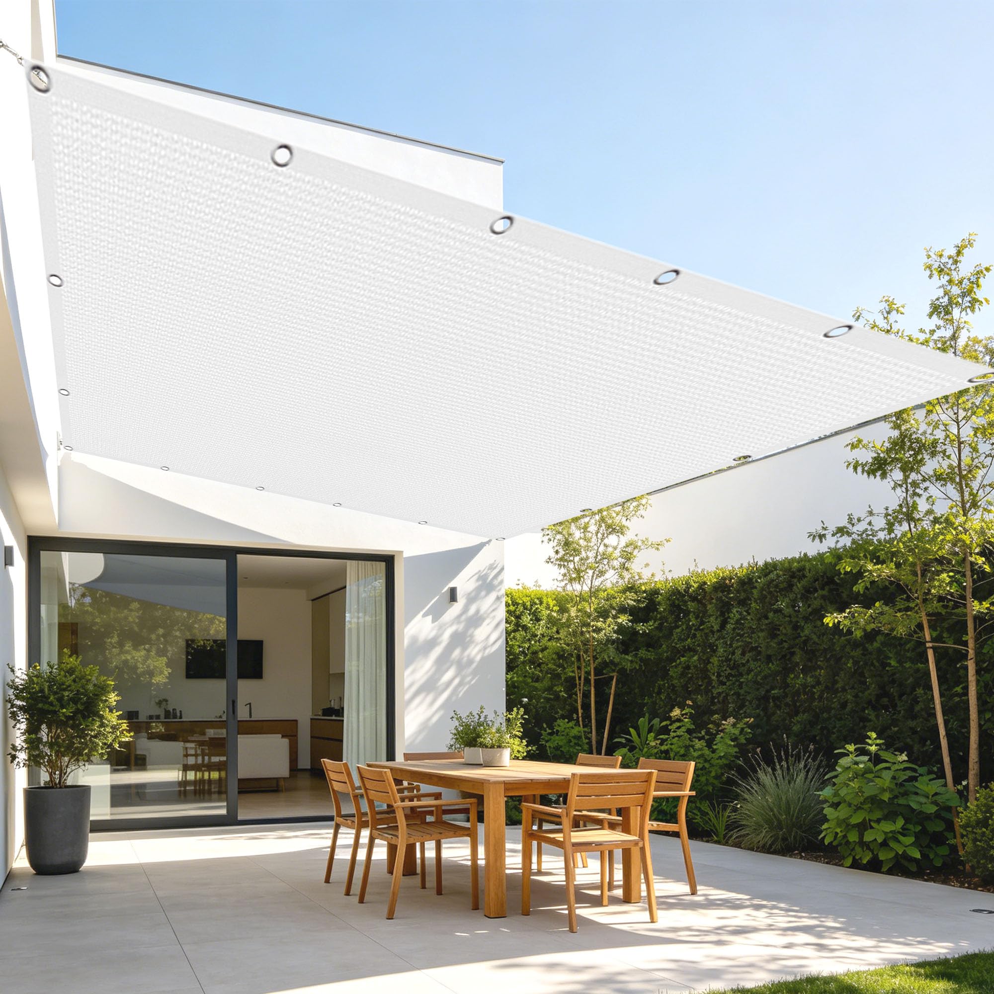 Voile Ombrage 1.5 x 2.7 m Respirant Anti UV Toile Ombrage Exterieur avec Œillets pour Patio Serre Jardin Pergola Pet House, Blanc