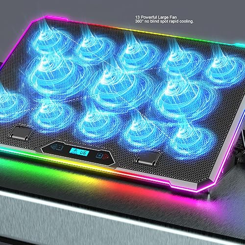 Miniatura 6 de Sanpyl Almohadilla de enfriamiento para laptop, enfriador de laptop con 10 ventiladores turbo para portátiles de 12 a 19 pulgadas, 5 velocidades de
