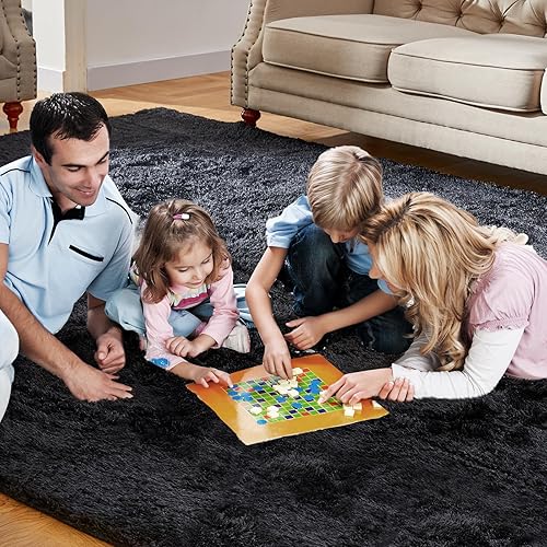 Miniatura 4 de Alfombra de área grande de 8 x 10 pies, alfombra de dormitorio peluda, alfombras suaves para guardería, alfombras peludas para niñas y niños,