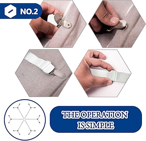 Miniatura 7 de TGOOD Correas de soporte de sábanas, clips de funda de colchón para mantener las sábanas en su lugar, bandas de cama ajustables, pinzas elásticas,