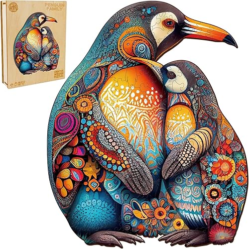 Miniatura 6 de WOODBESTS Rompecabezas de madera para adultos, rompecabezas familiar de pingüinos (L, 300 piezas, 15.7 x 12.8 pulgadas), hermosa caja de madera,