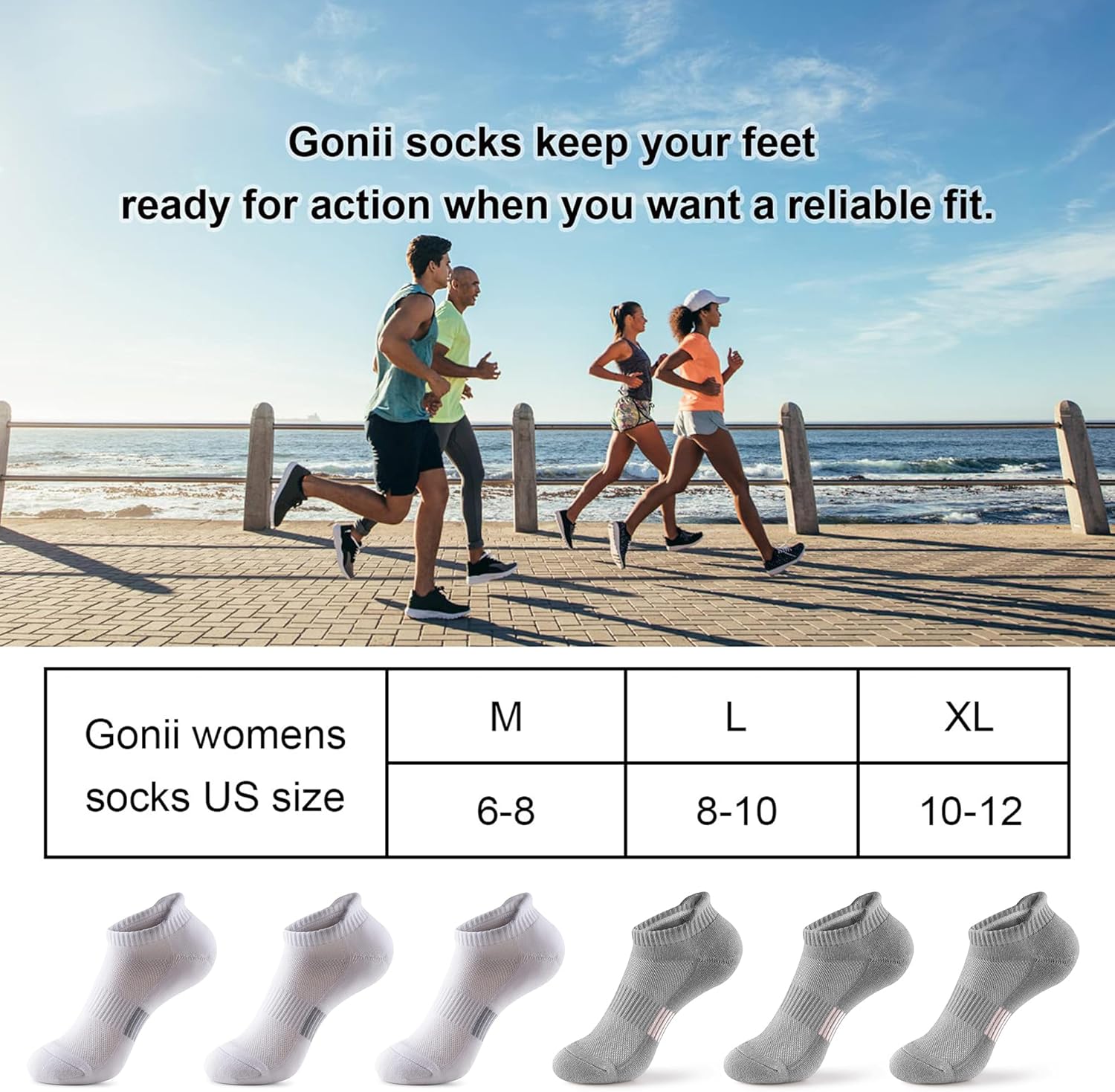 Gonii Ankle Socks Womens Running Athletic No Show Socks Cushioned 5-Pairs - Image 6
