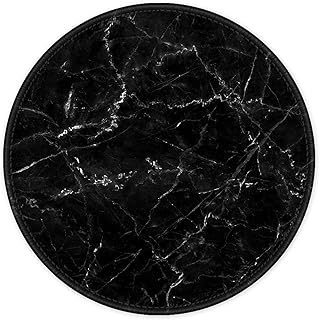 ITNRSIIET [20% Larger Mouse Pad with Stitched Edge Premium-Textured Mouse Mat Waterproof Non-Slip Rubber Base Round Mousepad for Laptop PC Office 8.7×8.7×0.12 inches, Black Marbling