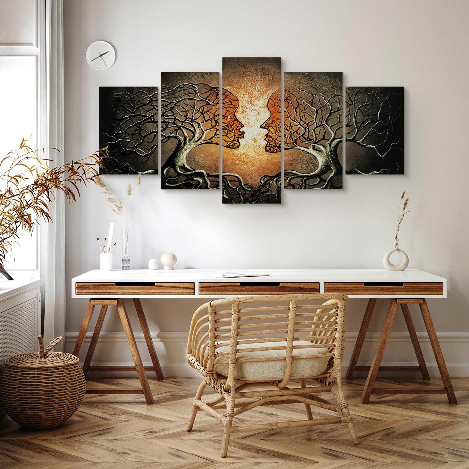 murando Quadro Alberi Amore 225x112 cm 5 pezzi Stampa su tela XXL Immagini moderni Murale Fotografia Grafica Decorazione da parete Astratto h-A-0086-b-p