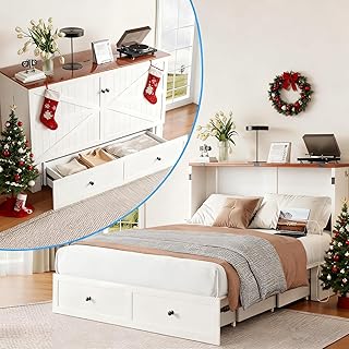 PUREMIND Murphy Bed Queen with Mattress Included, Hideaway Chest Beds Fr...